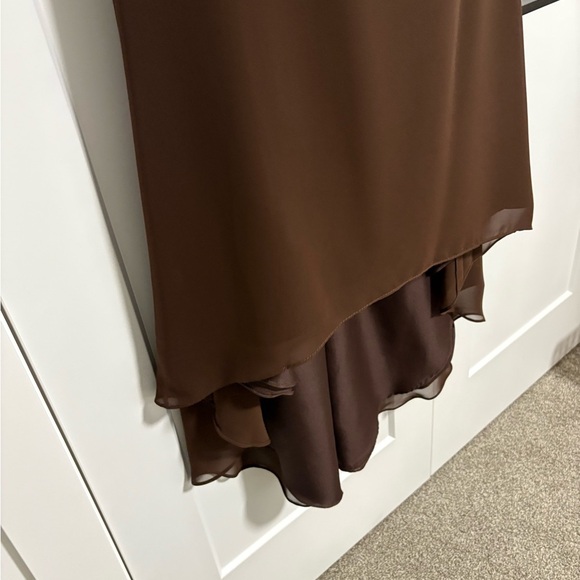 Alfred Angelo Y2K Chocolate Brown Formal Strapless High-low Event Dress Size 4 - Picture 7 of 8